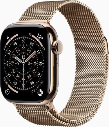 Часы Apple Watch Series 11, 46 mm, Gold Titanium Case with Gold Milanese Loop, размер S/M